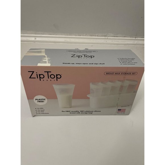 Zip Top Reusable (6) Breast Milk Storage +Freezer Tray - Picture 1 of 6
